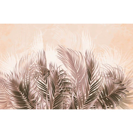 Fototapet fara imbinari Beige Tropical Leaves Premier Decor