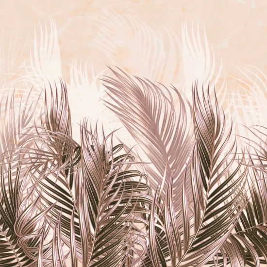 Fototapet fara imbinari Beige Tropical Leaves