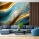 Fototapet fara imbinari Abstract Blue, Gold And White Luxury Marble cru Riflaj