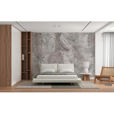 Fototapet fara imbinari The Thick And Drawn Leaves Of The Palm Tree Premier Decor