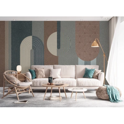 Fototapet fara imbinari Minimalist Shapes Circles And Lines Premier Decor