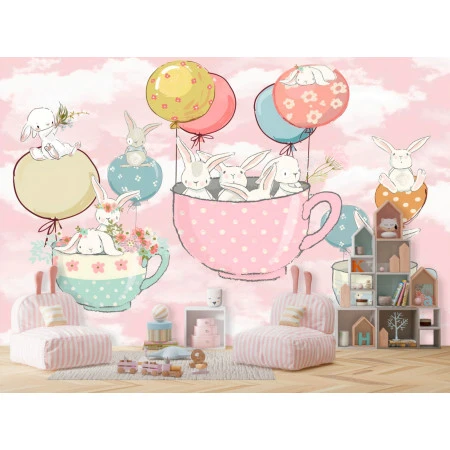 Fototapet fara imbinari Cute Flying Bunnies In Dreams Premier Decor