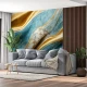 Fototapet fara imbinari Abstract Blue, Gold And White Luxury Marble cru Riflaj