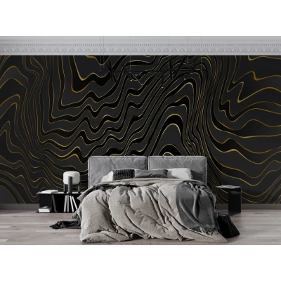 Fototapet fara imbinari Black And Gold Line Patter Fototapet fara imbinari Black And Gold Line Pattern Premier Decor