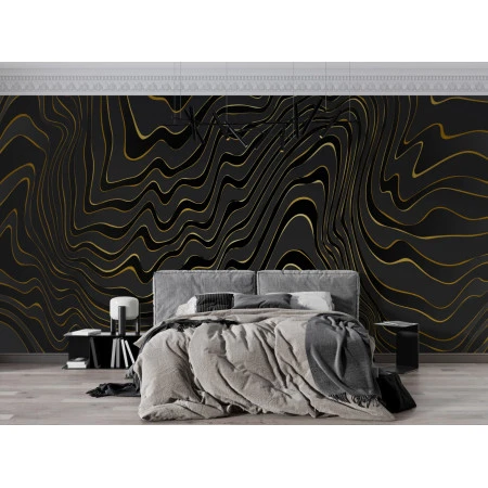 Fototapet fara imbinari Black And Gold Line Pattern Premier Decor