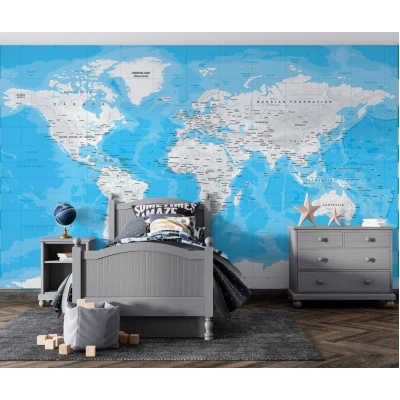 Fototapet fara imbinari White World Map Premier Decor