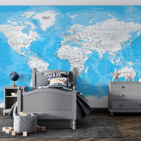 Fototapet fara imbinari White World Map