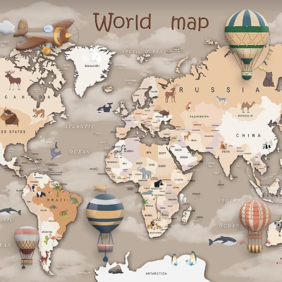 Fototapet fara imbinari Dream Retro World Map