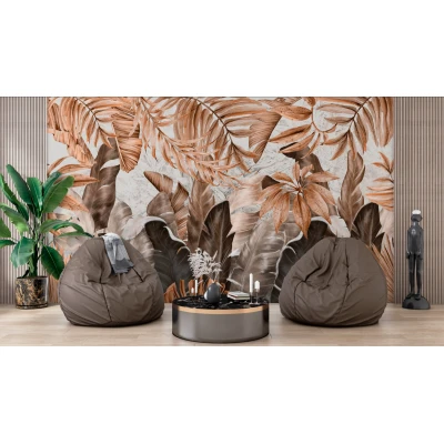 Fototapet fara imbinari Tropical Plants And Leafs Sepia Color Premier Decor