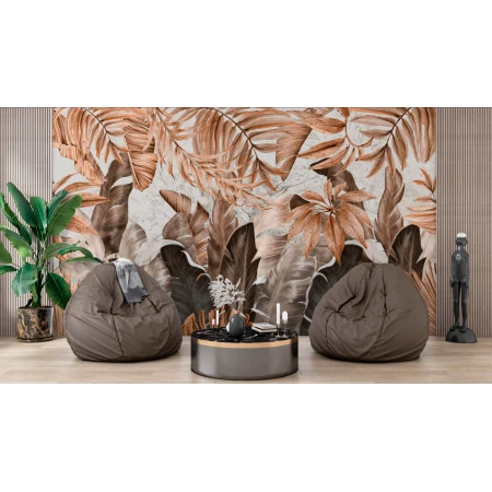 Fototapet fara imbinari Tropical Plants And Leafs Sepia Color Premier Decor