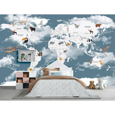 Fototapet fara imbinari Children's Map In The Clouds Premier Decor