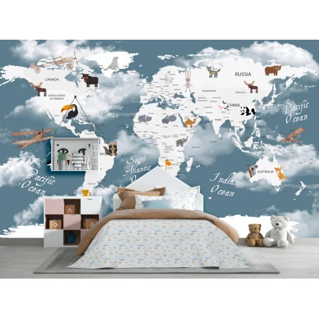 Fototapet fara imbinari Children's Map In The Clouds Premier Decor