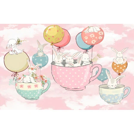 Fototapet fara imbinari Cute Flying Bunnies In Dreams Premier Decor