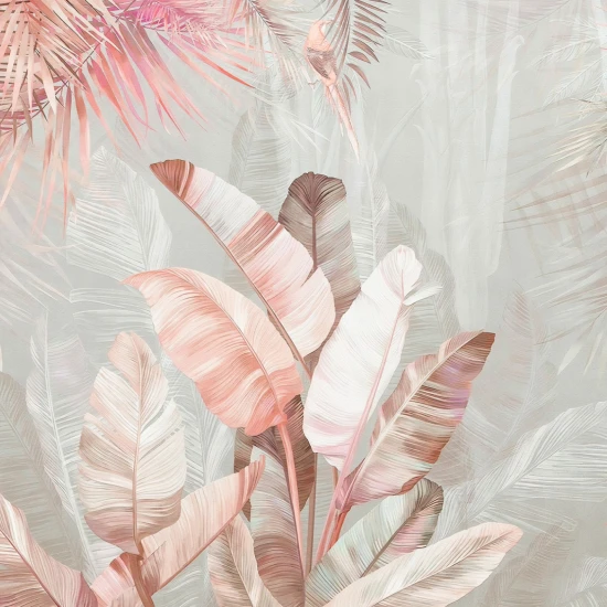 Fototapet  fara imbinari Pink Exotic Leaves