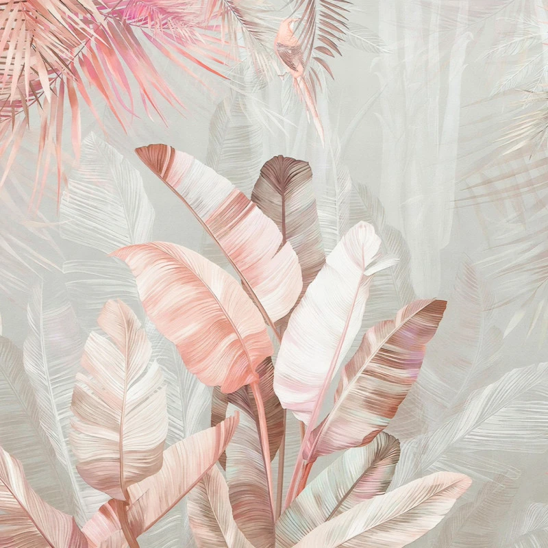 Fototapet  fara imbinari Pink Exotic Leaves