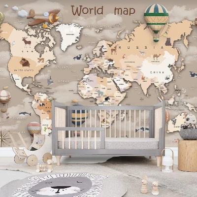 Fototapet fara imbinari Dream Retro World Map Premier Decor