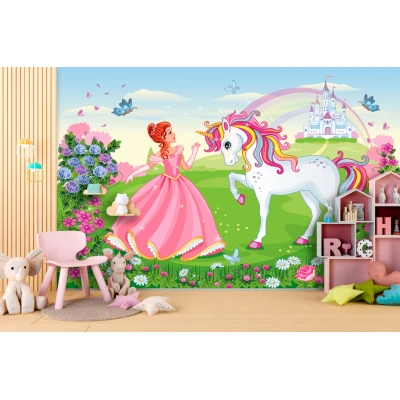 Fototapet fara imbinari Princess And Unicorn Premier Decor