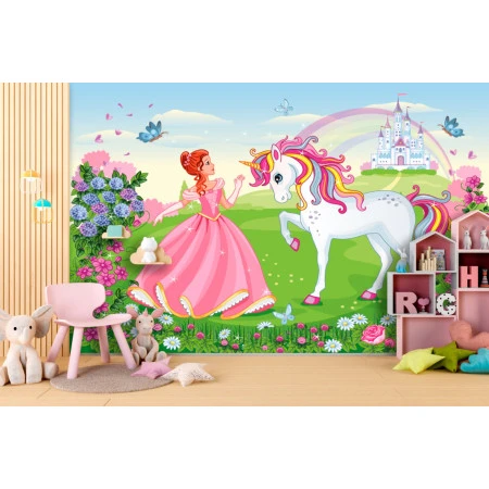 Fototapet fara imbinari Princess And Unicorn Premier Decor