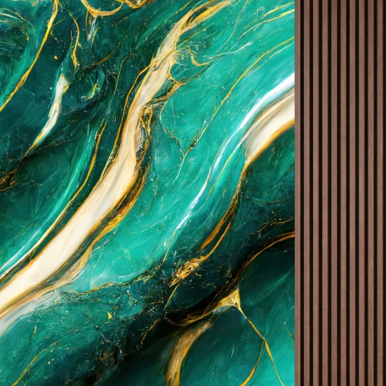 Fototapet fara imbinari Abstract Turquoise, Gold And White Marble cu Riflaj Fototapet fara imbinari Abstract Turquoise, Gold And White Marble cu Riflaj