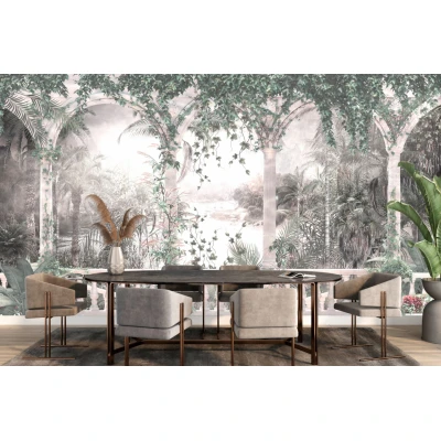 Fototapet fara imbinari Old Arches With Leaves Premier Decor