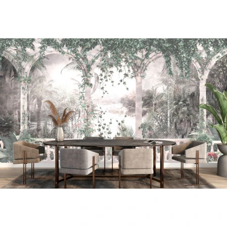 Fototapet fara imbinari Old Arches With Leaves Premier Decor