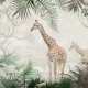 Fototapet fara imbinari Pair Of Giraffes In Tropical Forest
