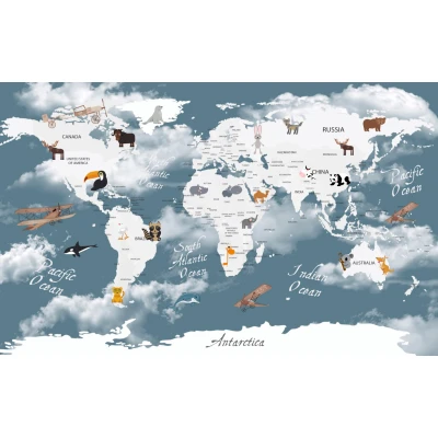 Fototapet fara imbinari Children's Map In The Clouds Premier Decor