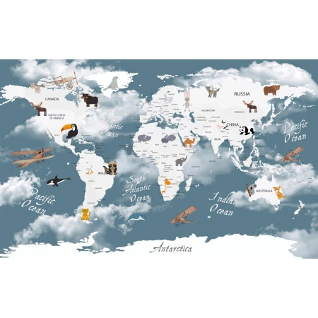 Fototapet fara imbinari Children's Map In The Clouds Premier Decor