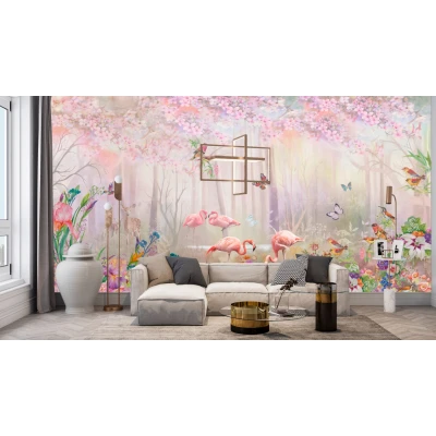 Fototapet fara imbinari Flamingo In A Fairy Forests Premier Decor