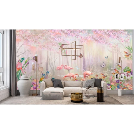 Fototapet fara imbinari Flamingo In A Fairy Forests Premier Decor