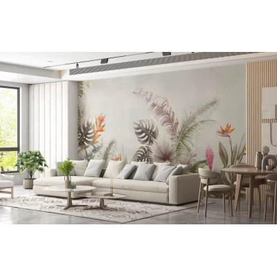 Fototapet fara imbinari Pastel Tropical Leaves Premier Decor