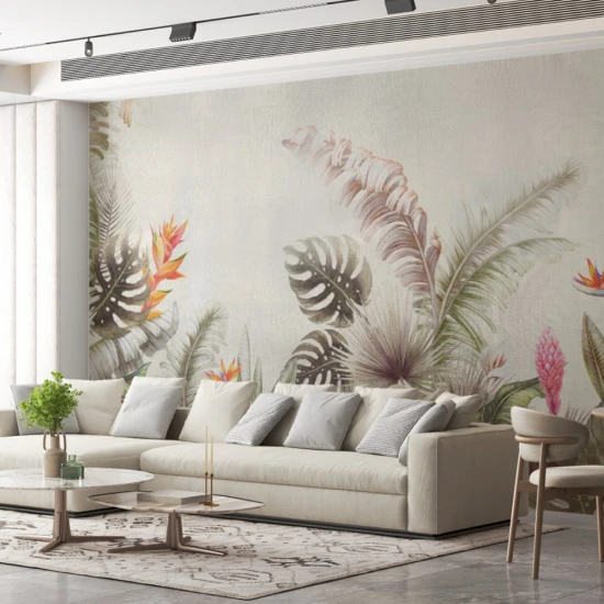 Fototapet fara imbinari Pastel Tropical Leaves Fototapet fara imbinari Pastel Tropical Leaves