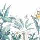Fototapet fara imbinari Tropical Watercolor Plants And Leaves