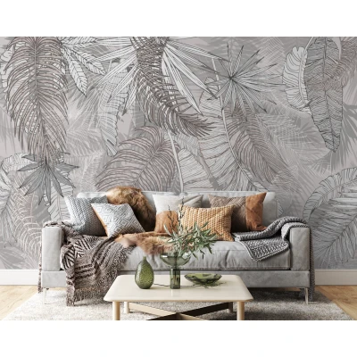 Fototapet fara imbinari The Thick And Drawn Leaves Of The Palm Tree Premier Decor