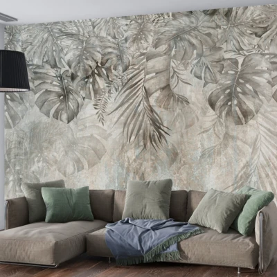 Fototapet fara imbinari Pale Leaves Premier Decor