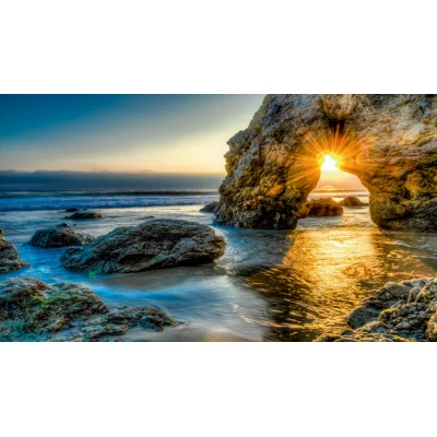 Fototapet fara imbinari Rocks Sea Sunset Premier Decor