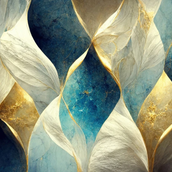 Fototapet fara imbinari Blue, Gold And White Abstract Luxury Marble