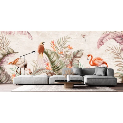 Fototapet fara imbinari Flamingos In Pastel Colors Premier Decor