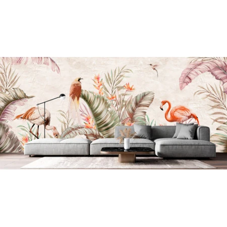 Fototapet fara imbinari Flamingos In Pastel Colors Premier Decor