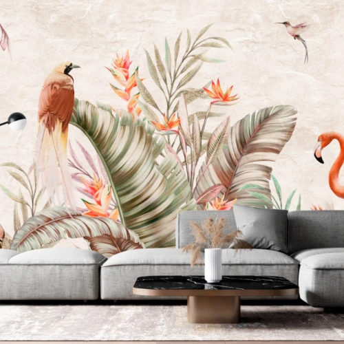 Fototapet fara imbinari Flamingos In Pastel Colors