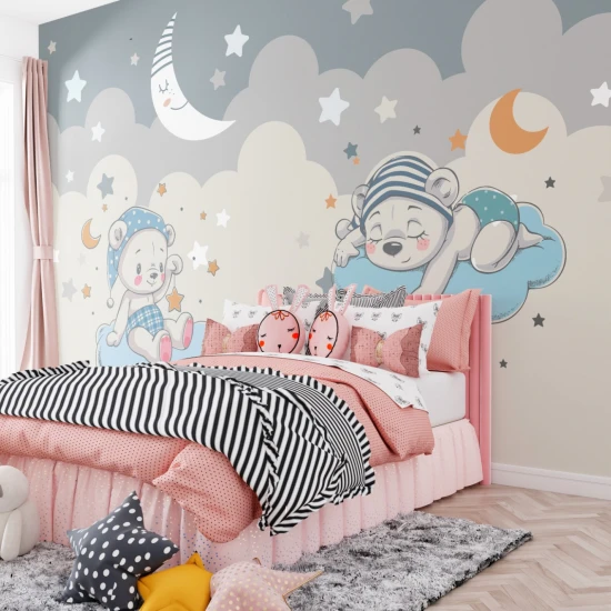 Fototapet fara imbinari  Dream Teddy Bear On The Cloud