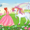 Fototapet fara imbinari Princess And Unicorn