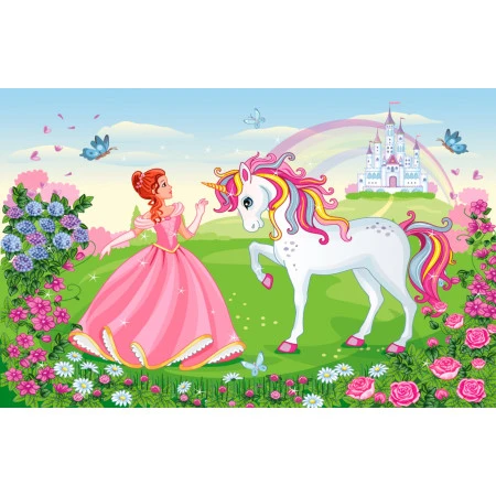 Fototapet fara imbinari Princess And Unicorn Premier Decor