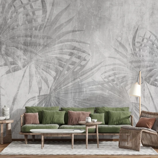Fototapet fara imbinari Graphite Leaves