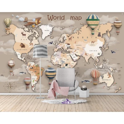 Fototapet fara imbinari Dream Retro World Map Premier Decor