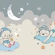 Fototapet fara imbinari  Dream Teddy Bear On The Cloud