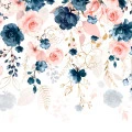 Fototapet fara imbinari Pink And Dark Blue Flowers