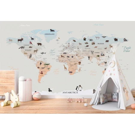 Fototapet fara imbinari Cartoon World Map Premier Decor
