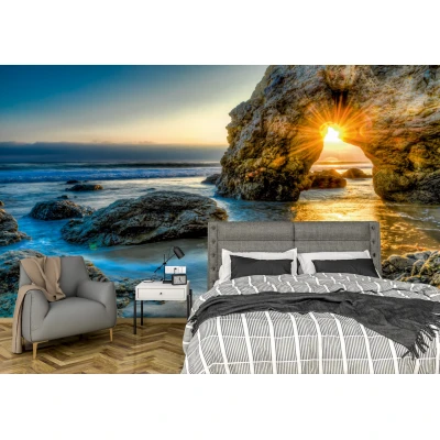 Fototapet fara imbinari Rocks Sea Sunset Premier Decor