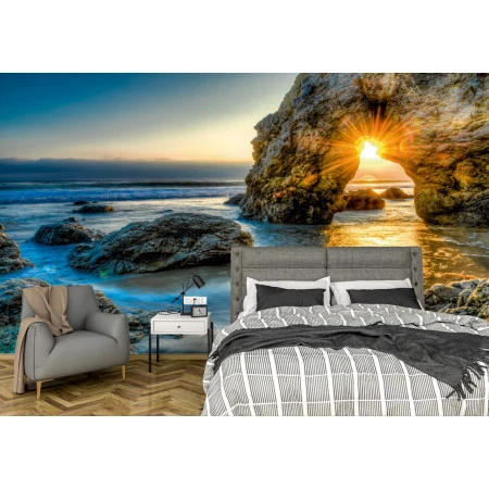 Fototapet fara imbinari Rocks Sea Sunset Premier Decor